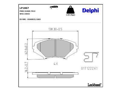DELPHI LP1867 - Brake Pad Set, disc brake