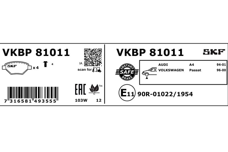 SKF VKBP 81011 Brake Pad Set, disc brake