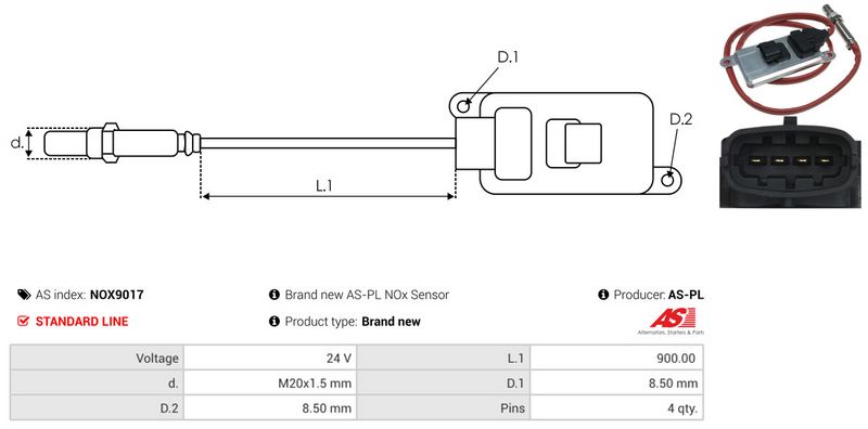 AS-PL NOX9017 NOx Sensor, urea injection