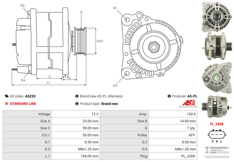 AS-PL A5233 Alternator