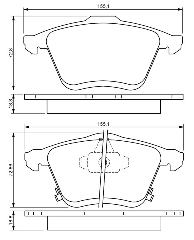 Piduriklotsi komplekt, ketaspidur, BOSCH 0 986 494 149
