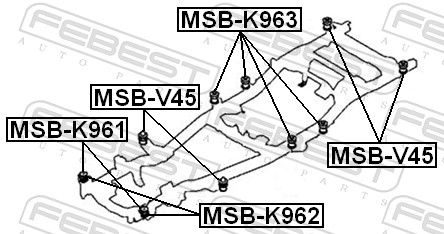 Опора, рама тз, Febest MSB-K962