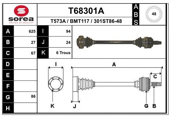 EAI hajtótengely T68301A