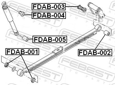 Втулка, амортизатор, FORD TRANSIT зад.нижний, Febest FDAB-005