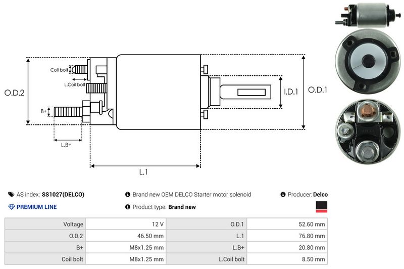 Magnetlülitus, starter, AS-PL SS1027(DELCO)