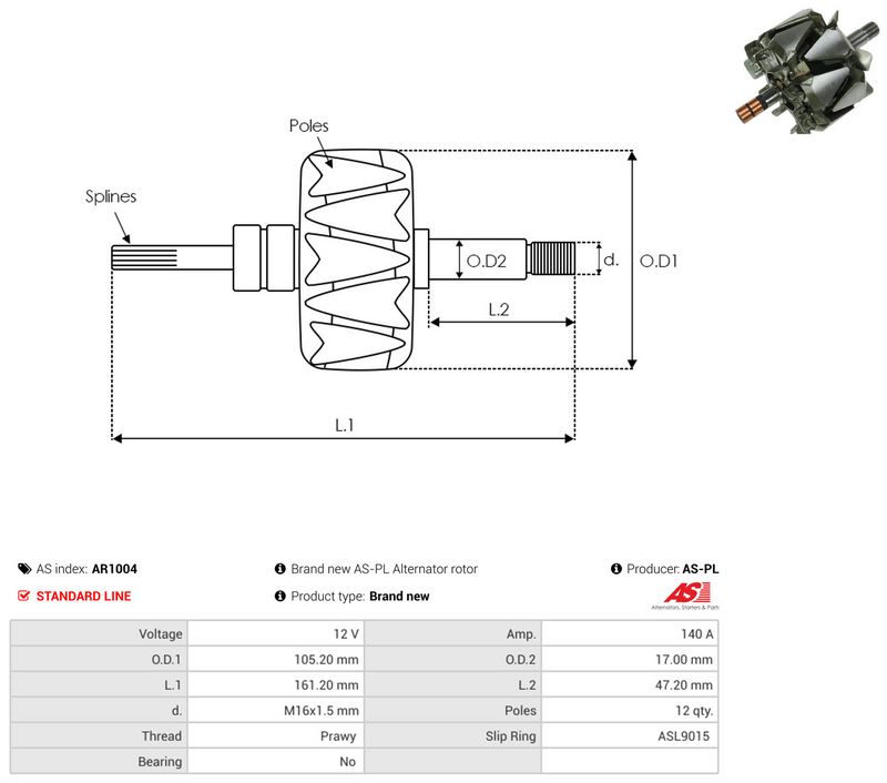 AS-PL AR1004 Rotor, alternator