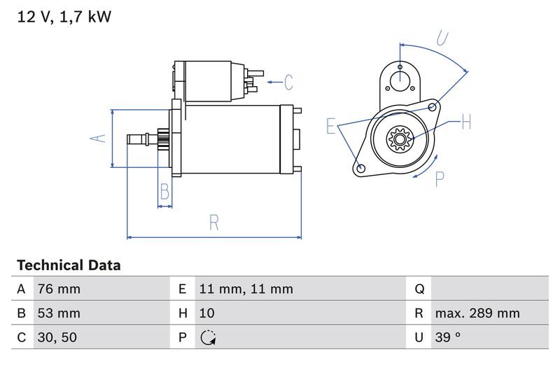 BOSCH Startmotor / Starter 0 986 016 700