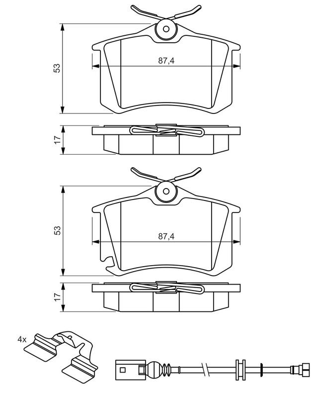 Piduriklotsi komplekt, ketaspidur, BOSCH 0 986 494 598