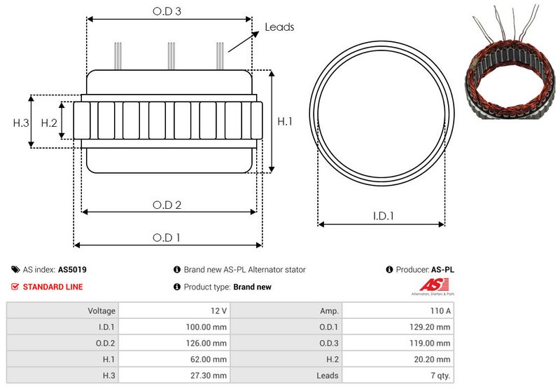 Staator, generaator, AS-PL AS5019
