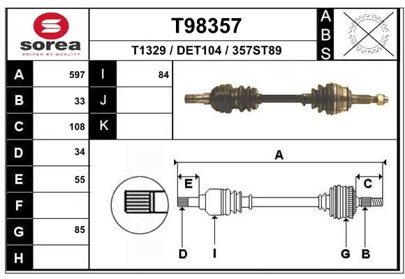 EAI hajtótengely T98357