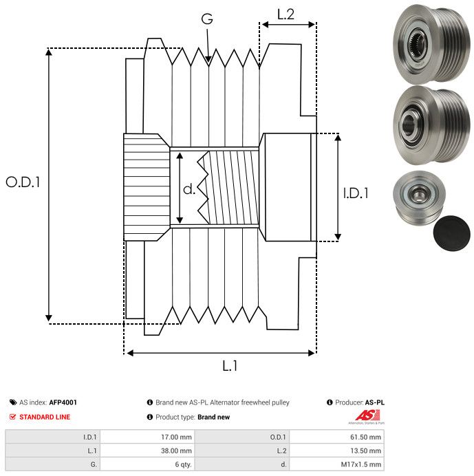 AS-PL AFP4001 Alternator Freewheel Clutch