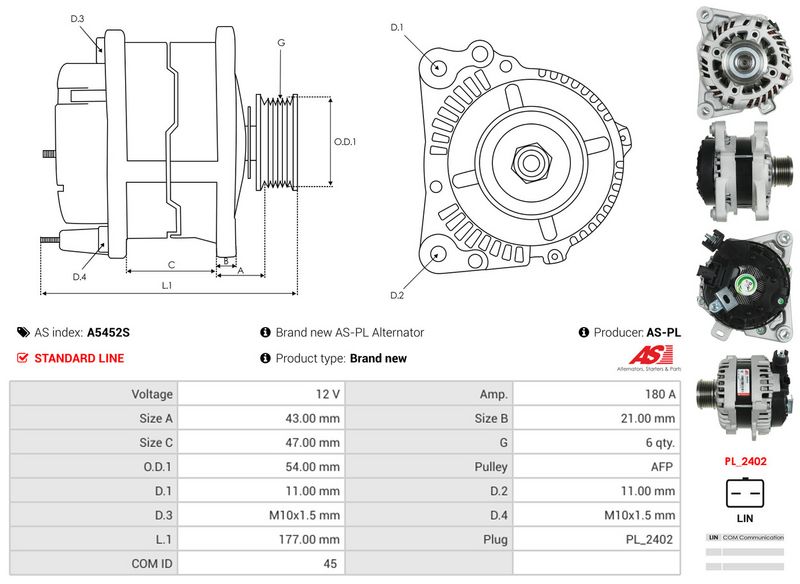AS-PL A5452S Alternator