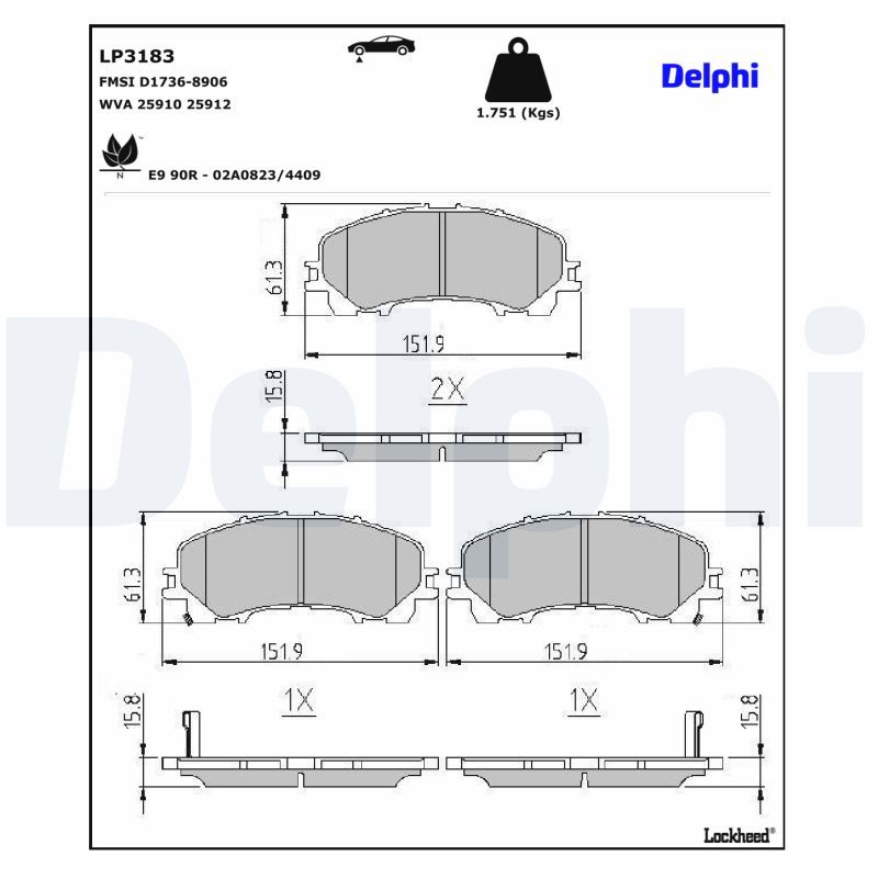DELPHI LP3183 Brake Pad Set, disc brake
