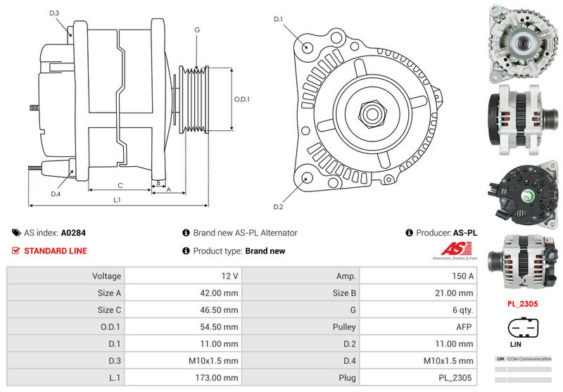 AS-PL A0284 Alternator