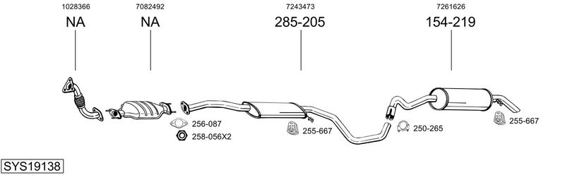 BOSAL kipufogórendszer SYS19138