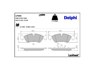 DELPHI LP585 Diskinių stabdžių kaladėlių komplektas