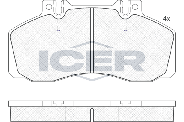 комплект спирачно феродо, дискови спирачки ICER