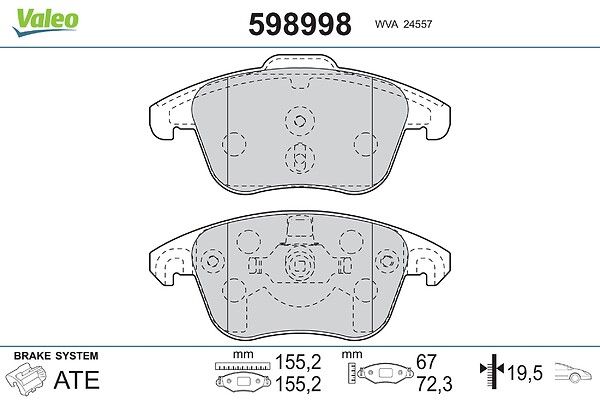 комплект спирачно феродо, дискови спирачки VALEO