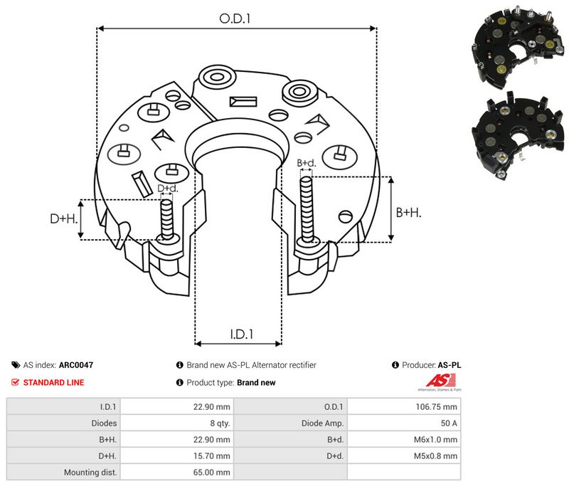 AS-PL ARC0047 Rectifier, alternator