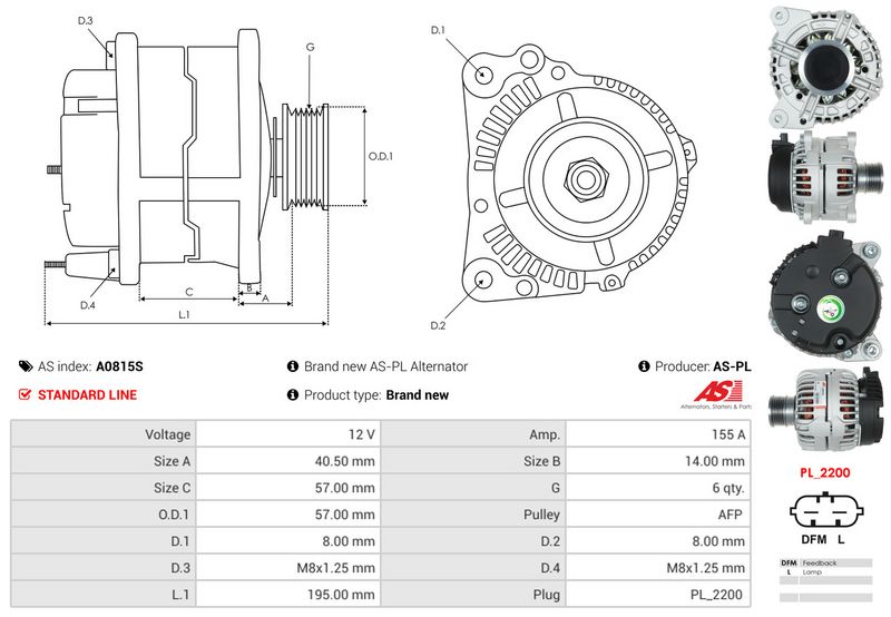 AS-PL A0815S Alternator