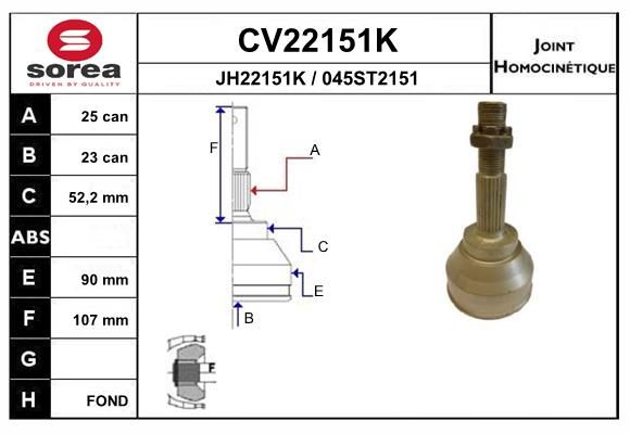 EAI csuklókészlet, hajtótengely CV22151K