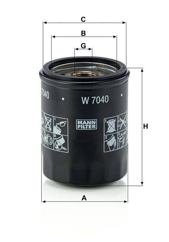 Oliefilter (geschroefd) past: CASE IH 26B, 30B, 55B, FARMLIFT 525  NEW HOLLAND LM 5020, LM 5.25, LM 625, SR 30, SR 50