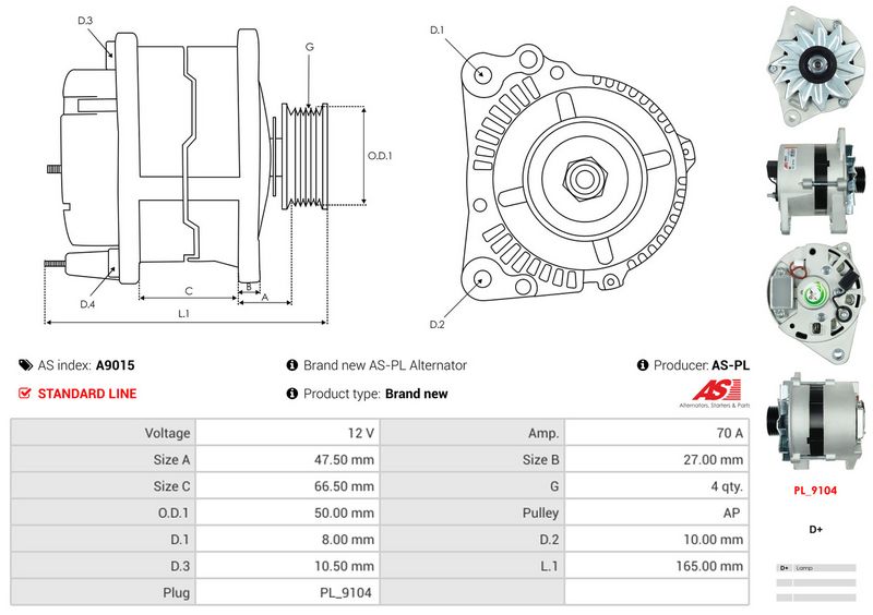 AS-PL A9015 Alternator
