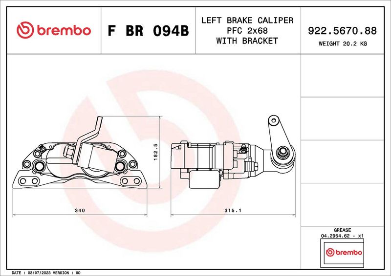 BREMBO FBR094B Brake Caliper