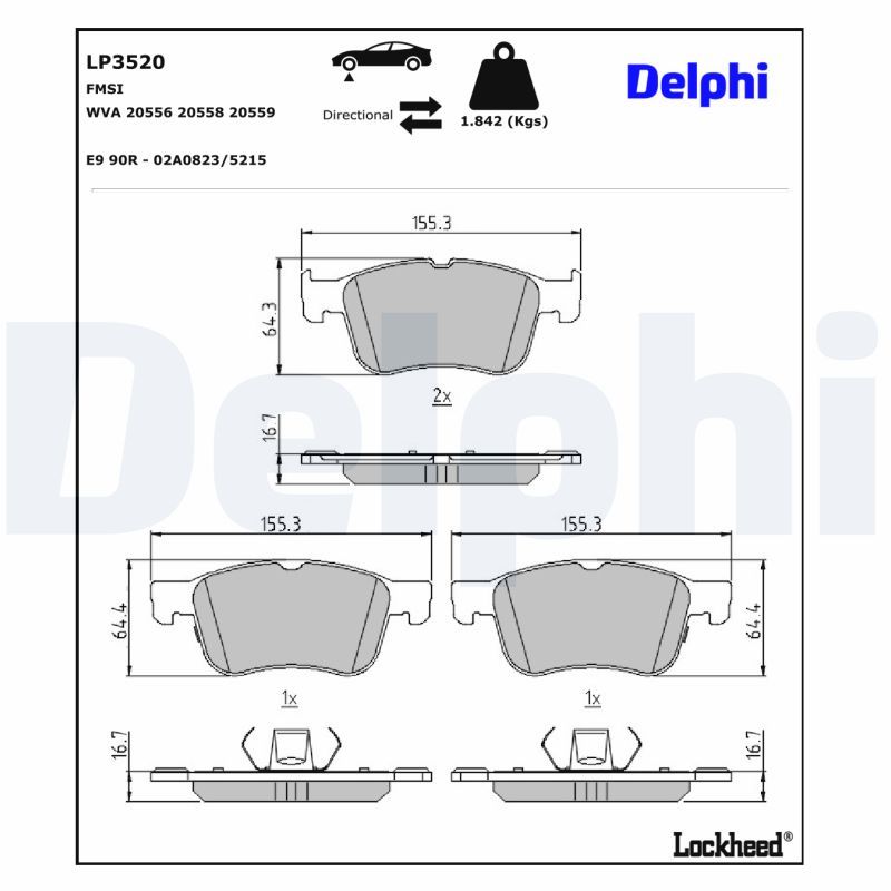DELPHI LP3520 Brake Pad Set, disc brake