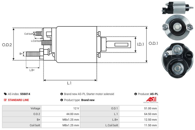 AS-PL SS6014 Solenoid Switch, starter