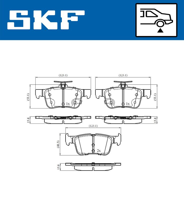 Комплект гальмівних накладок, дискове гальмо, Skf VKBP90371A