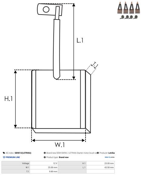 Süsinikuhari, starter, AS-PL SB9012(LETRIKA)
