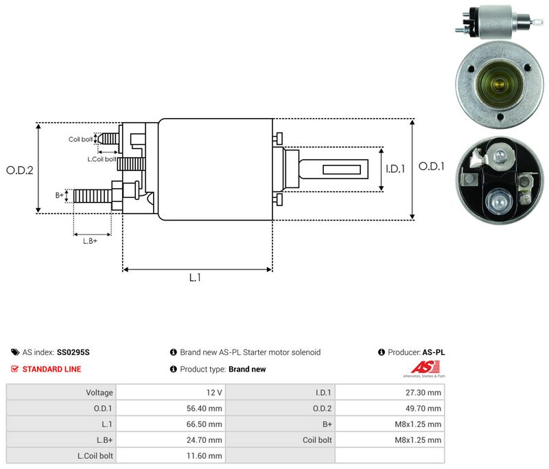 AS-PL SS0295S Solenoid Switch, starter