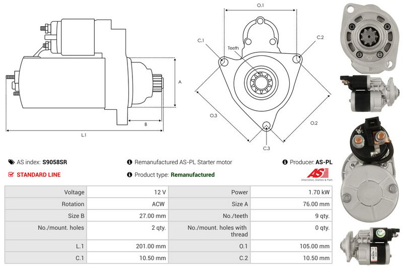 AS-PL S9058SR Starteris