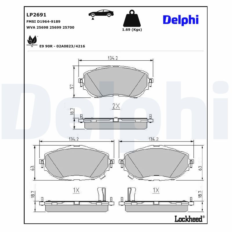 Piduriklotsi komplekt, ketaspidur, DELPHI LP2691