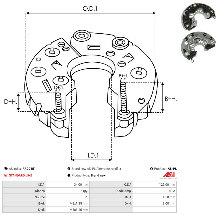 AS-PL ARC0151 Rectifier, alternator