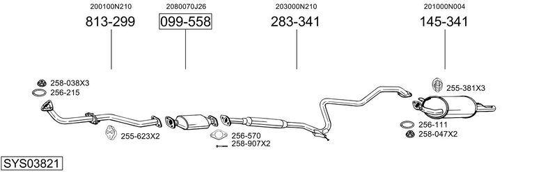 BOSAL kipufogórendszer SYS03821