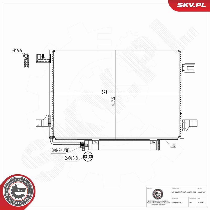 ESEN SKV 86SKV037 Condenser, air conditioning