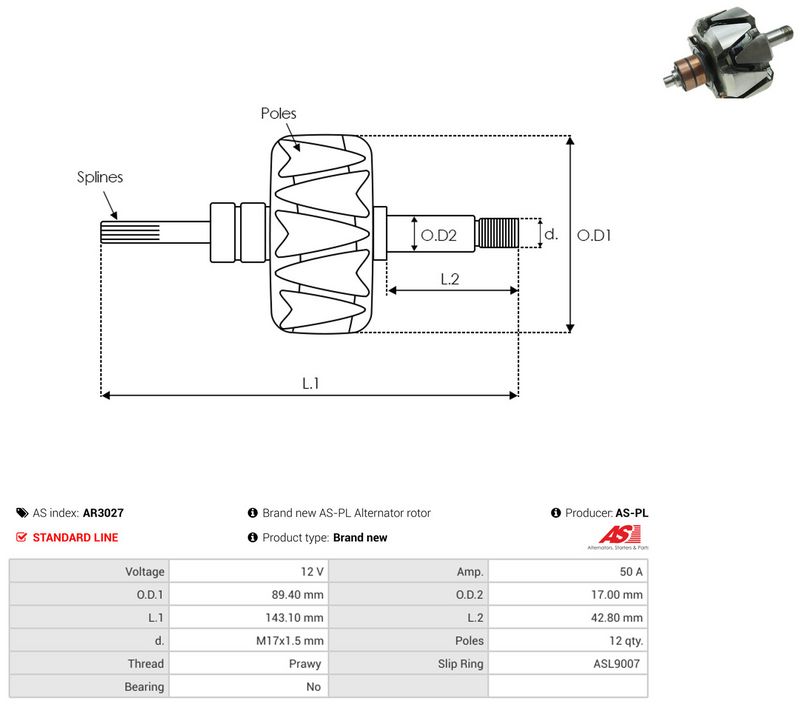 AS-PL AR3027 Rotor, alternator