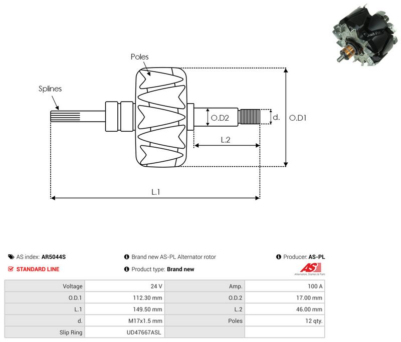 AS-PL AR5044S Rotor, alternator