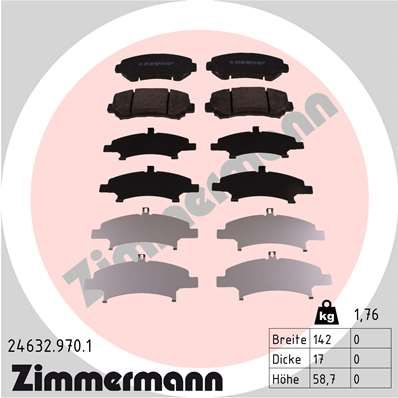 Комплект гальмівних накладок, дискове гальмо, Zimmermann 24632.970.1