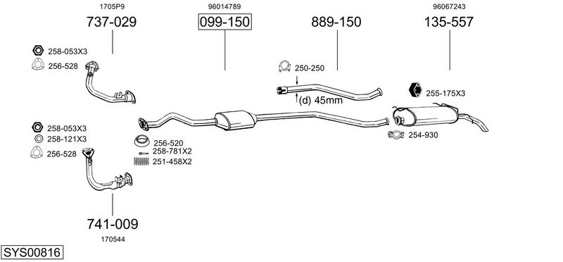 ABGASANLAGE BOSAL SYS00816
