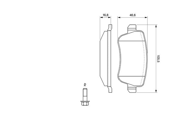 Piduriklotsi komplekt, ketaspidur, BOSCH 0 986 494 126