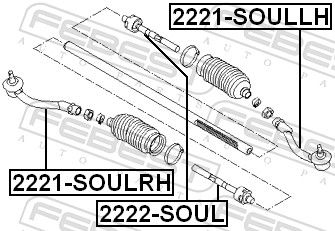 Наконечник, поперечна кермова тяга, Febest 2221-SOULRH