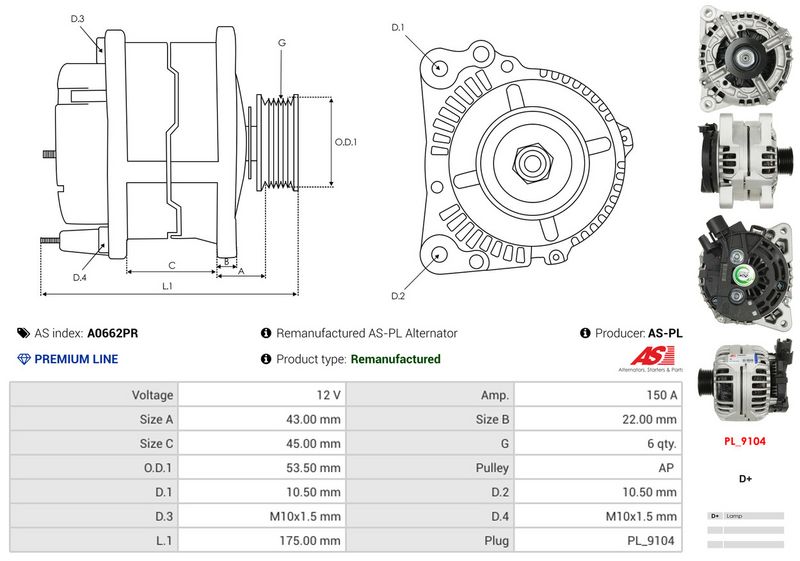 AS-PL A0662PR Alternator