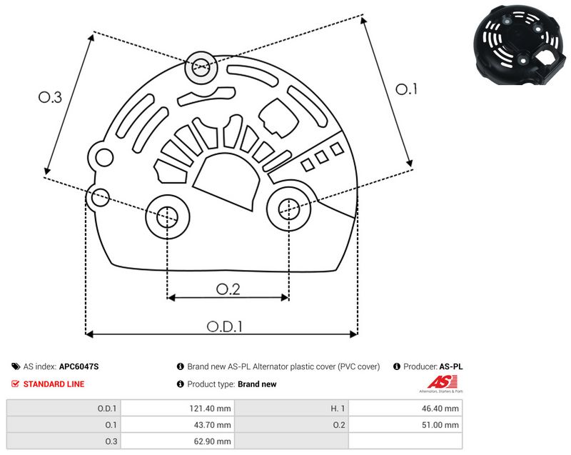 Kaitsekate, generaator, AS-PL APC6047S