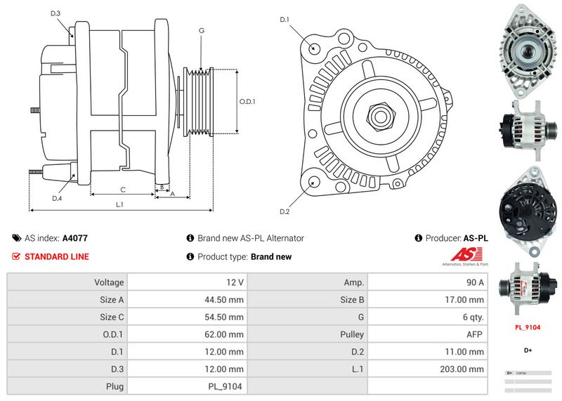 AS-PL A4077 Alternator