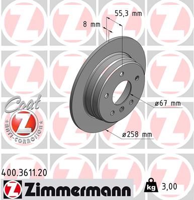 Гальмівний диск, Zimmermann 400.3611.20