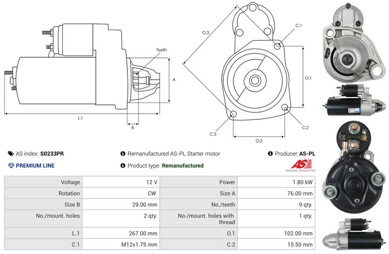 AS-PL S0233PR Starter