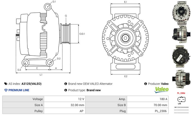 AS-PL A3125(VALEO) Alternator